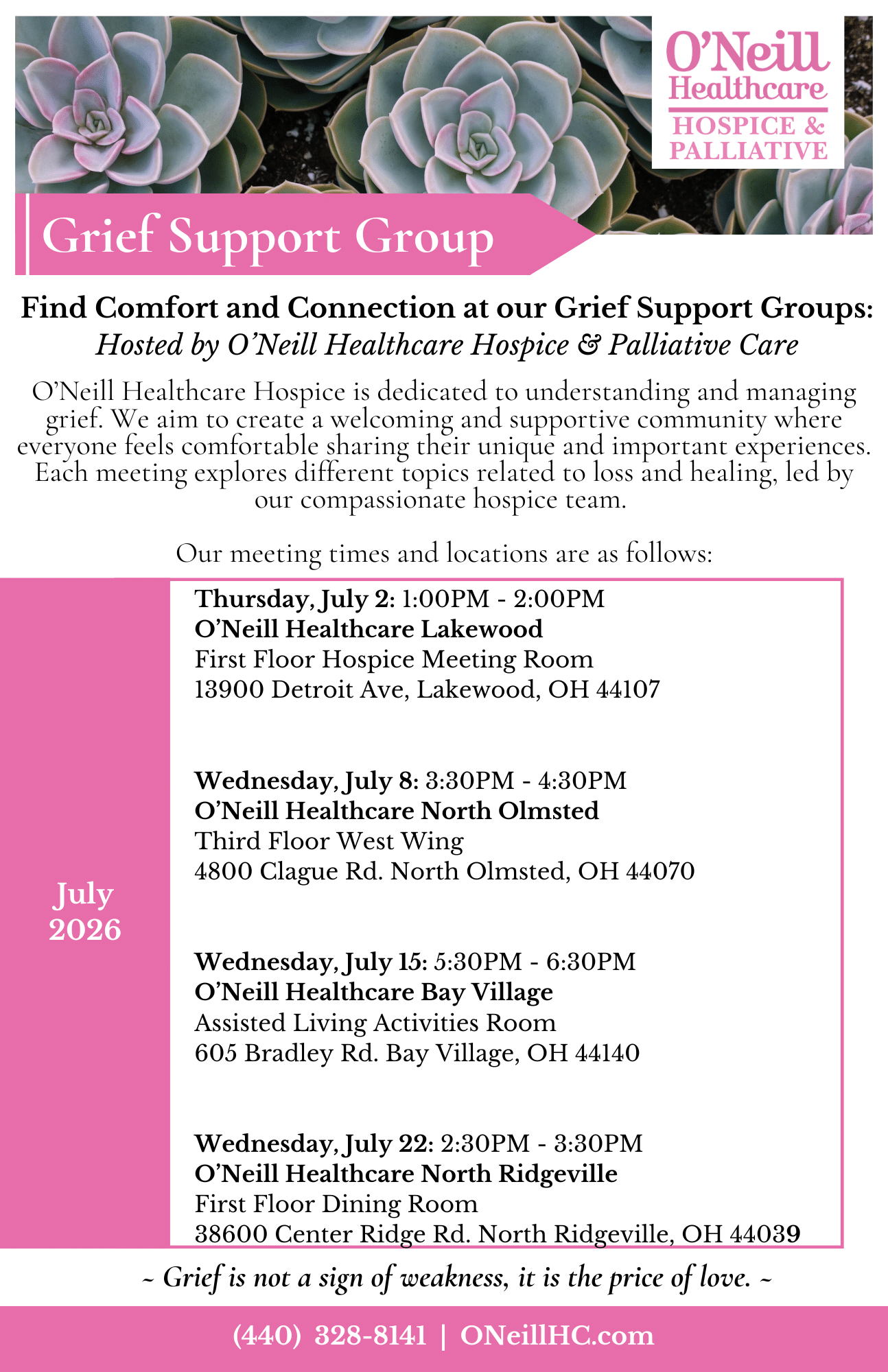 Grief Support Group Meeting - O'Neill Healthcare